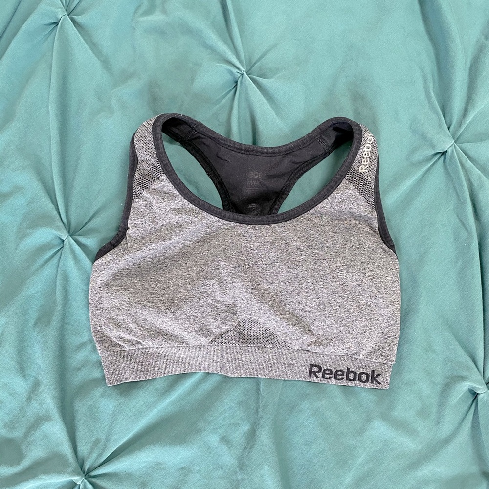 Gray and Black Reebok Sports Bra